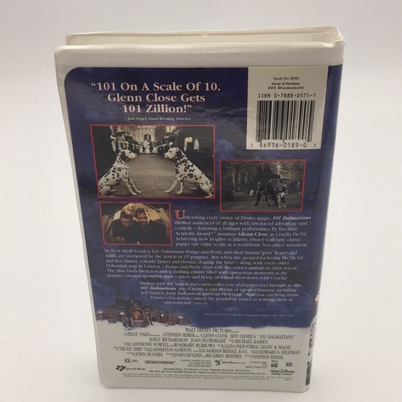 Disney’s 101 Dalmatians VHS Video Movie Glenn Close 8996 - Picture 2 of 7
